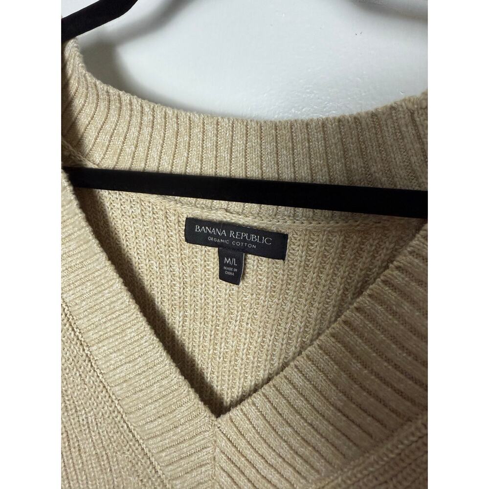 Banana Republic Tan Beige Drop Shoulder Slouchy Sweater Vest Cotton M/L - Picture 8 of 8
